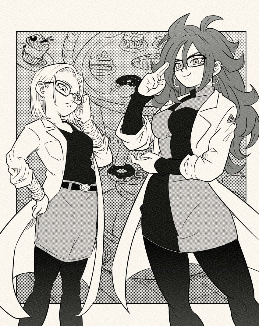 android 18 and android 21 (dragon ball and 1 more) drawn by yuichi_ishikawa