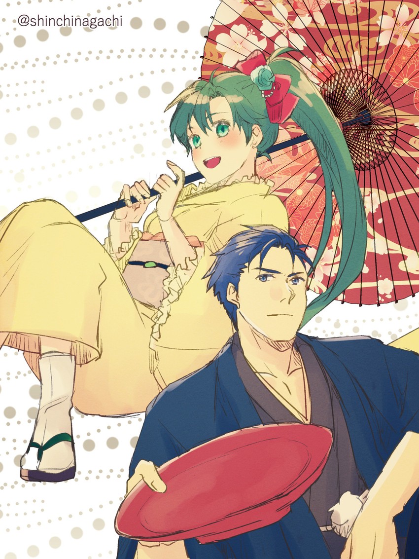 lyn and hector (fire emblem and 2 more) drawn by nishimura_(shinchinagachi)