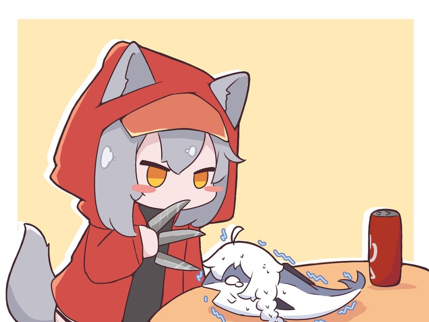 kiana kaslana and projekt red (arknights and 2 more) drawn by kurotofu