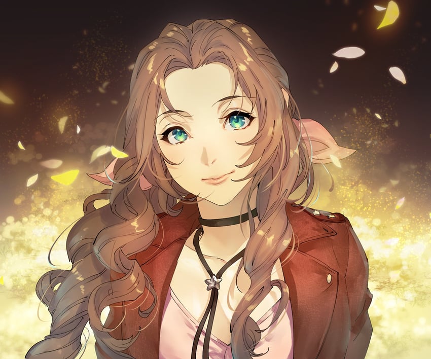 aerith gainsborough (final fantasy and 2 more) drawn by kin_mokusei