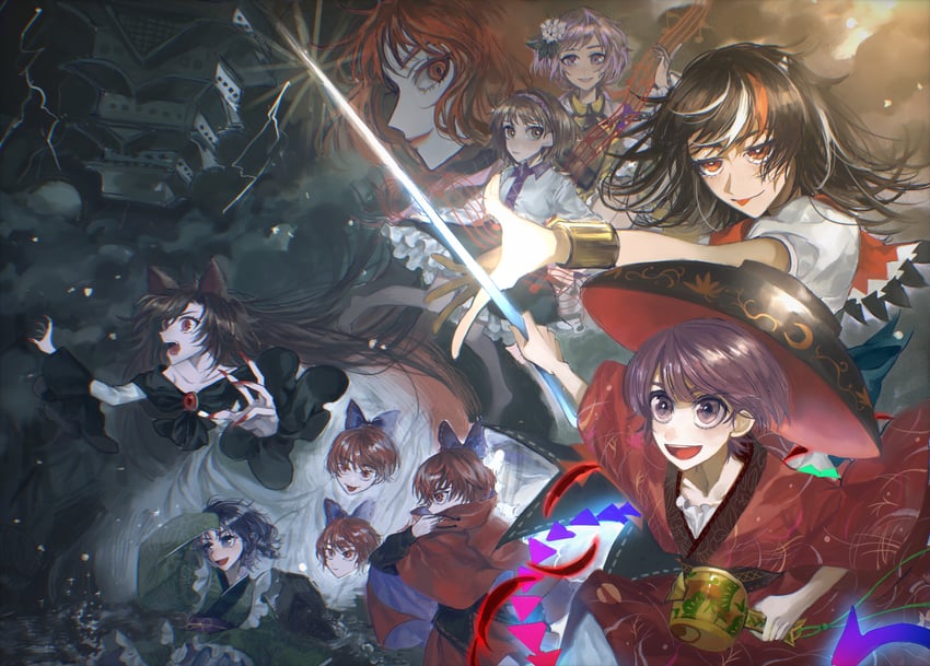imaizumi kagerou, kijin seija, sekibanki, sukuna shinmyoumaru, wakasagihime, and 3 more (touhou and 1 more) drawn by sizuo_1997619