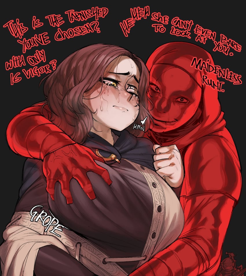melina and white-faced varre (elden ring) drawn by krekkov