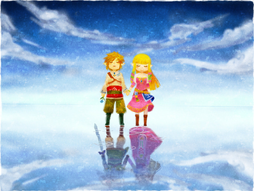 link and princess zelda (the legend of zelda and 1 more) drawn by motimamire