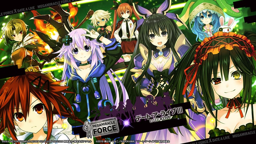 tokisaki kurumi, tennouboshi uzume, adult neptune, yatogami tohka, itsuka kotori, and 3 more (neptune and 2 more) drawn by tsunako