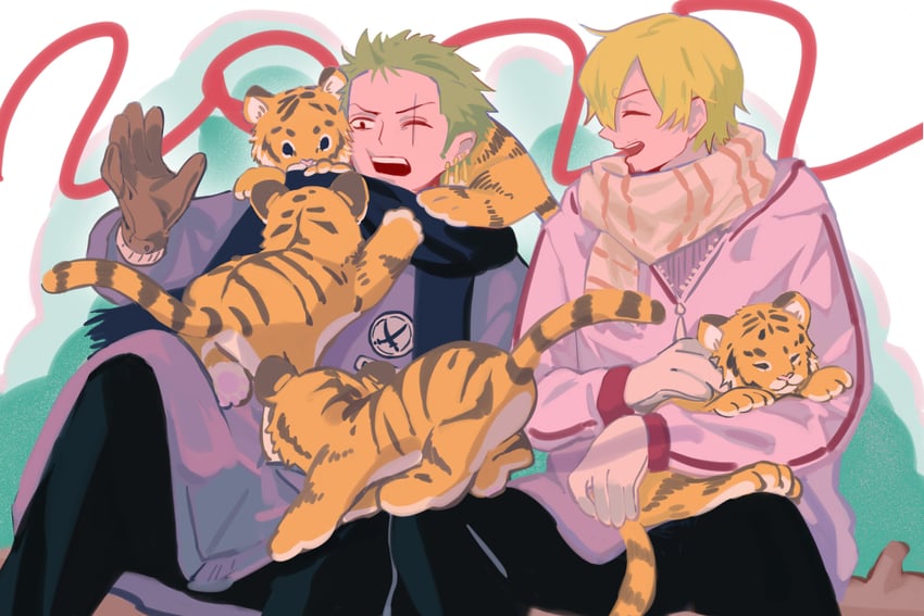 roronoa zoro and sanji (one piece) drawn by towne