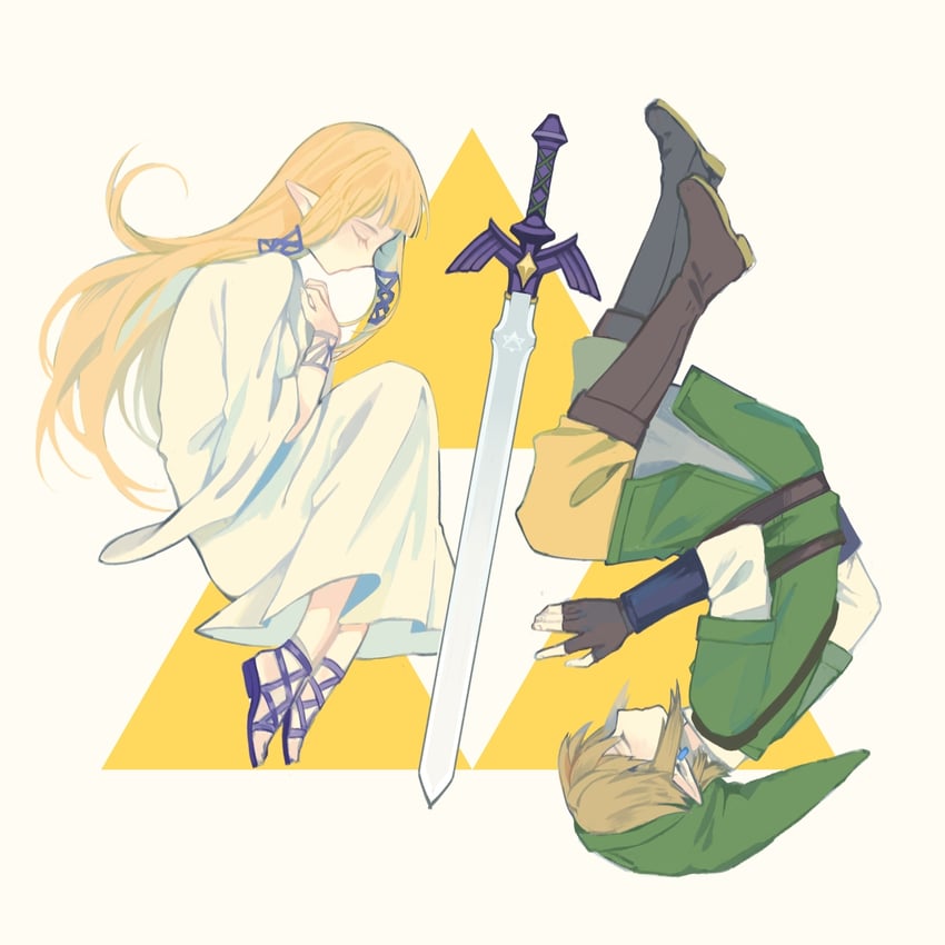link and princess zelda (the legend of zelda and 1 more) drawn by jiaoyan_chacha