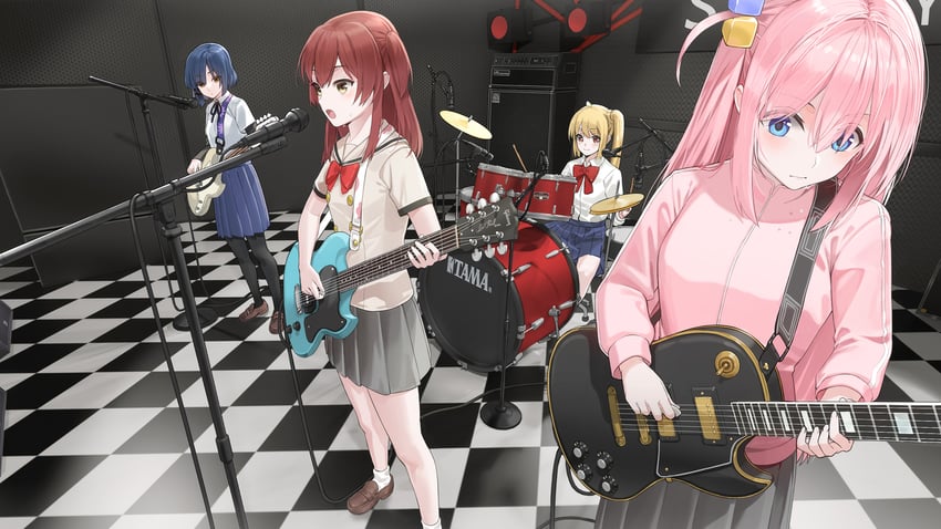 gotoh hitori, kita ikuyo, ijichi nijika, and yamada ryo (bocchi the rock!) drawn by kfr