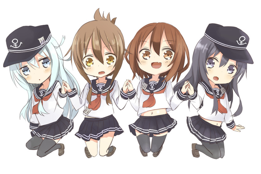 hibiki, inazuma, ikazuchi, and akatsuki (kantai collection) drawn by nonono_mino