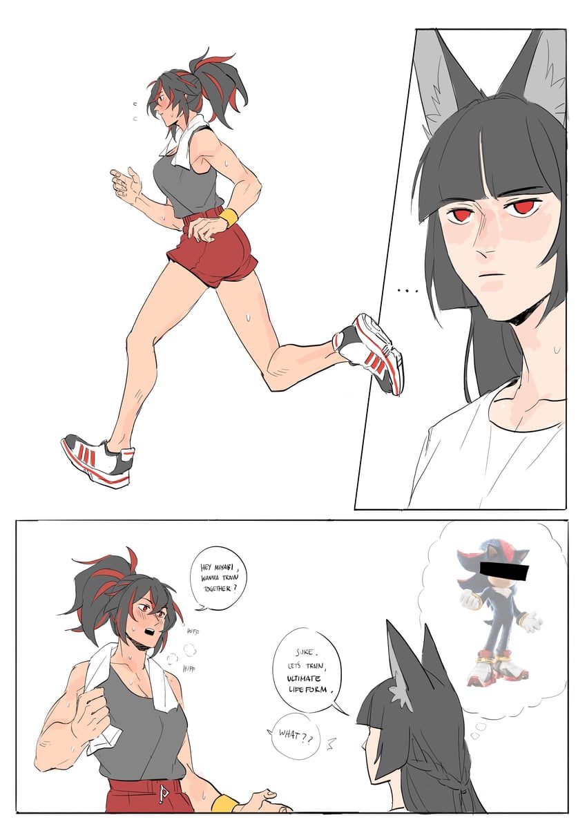 hoshimi miyabi, shadow the hedgehog, and zhu yuan (zenless zone zero and 2 more) drawn by lycanheiress