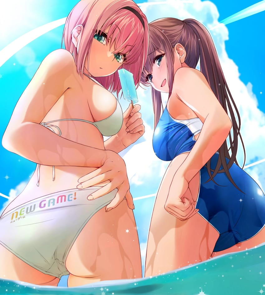 takimoto hifumi and mochizuki momiji (new game!) drawn by chuutaro_metal