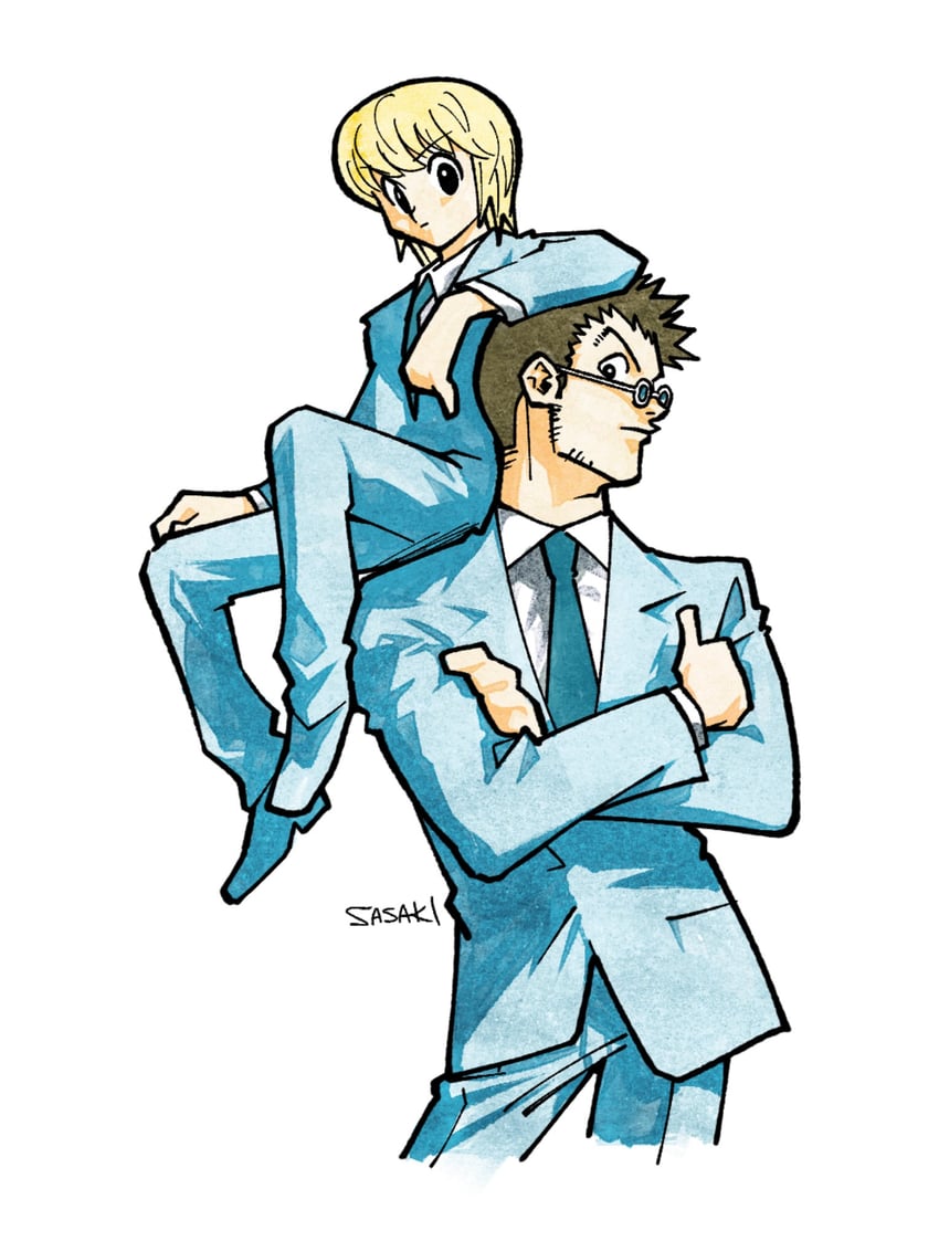 kurapika and leorio paladiknight (hunter x hunter) drawn by sasaki_koguma