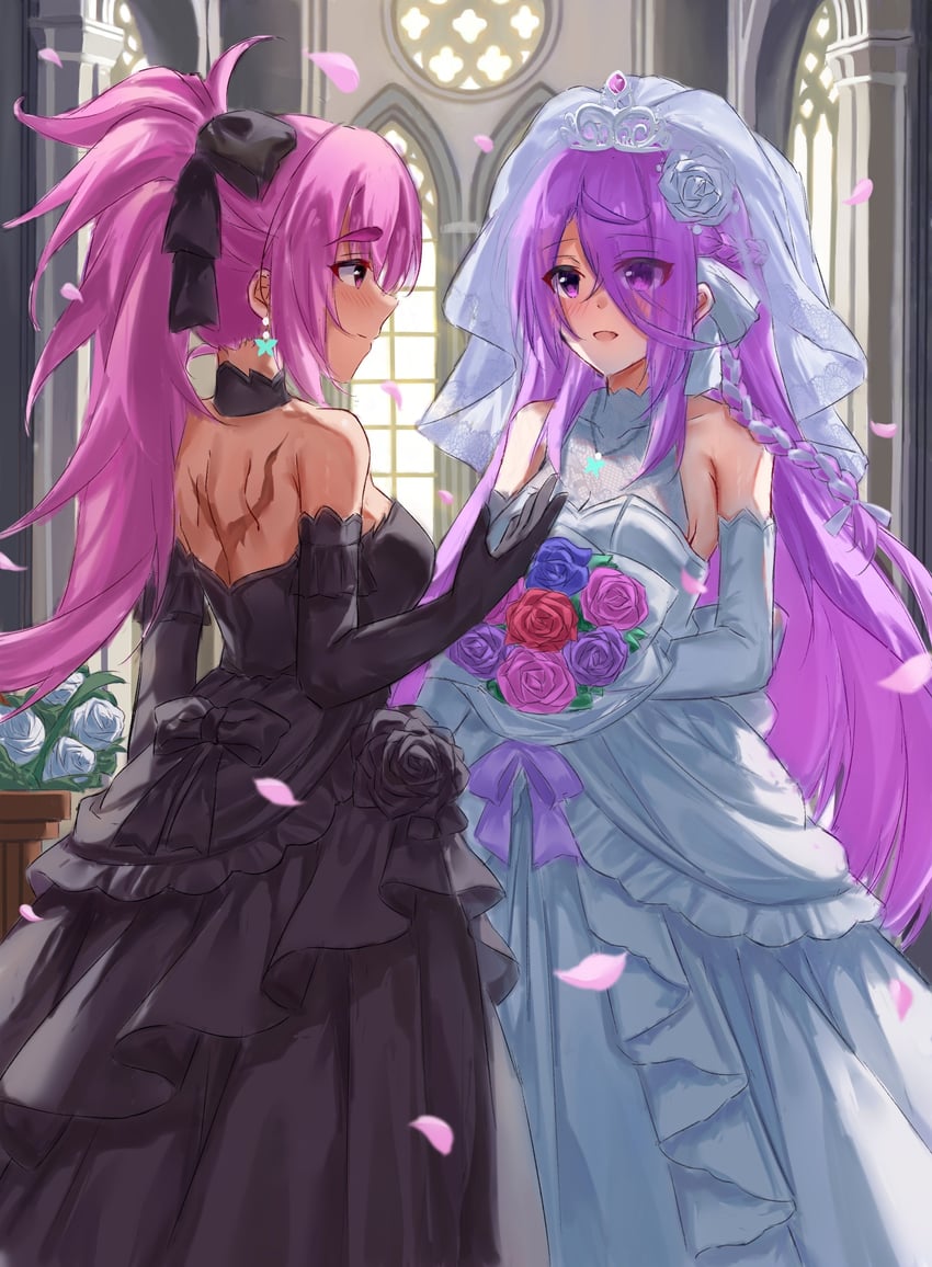kura satomi and tsukishiro monaka (heaven burns red) drawn by lidce