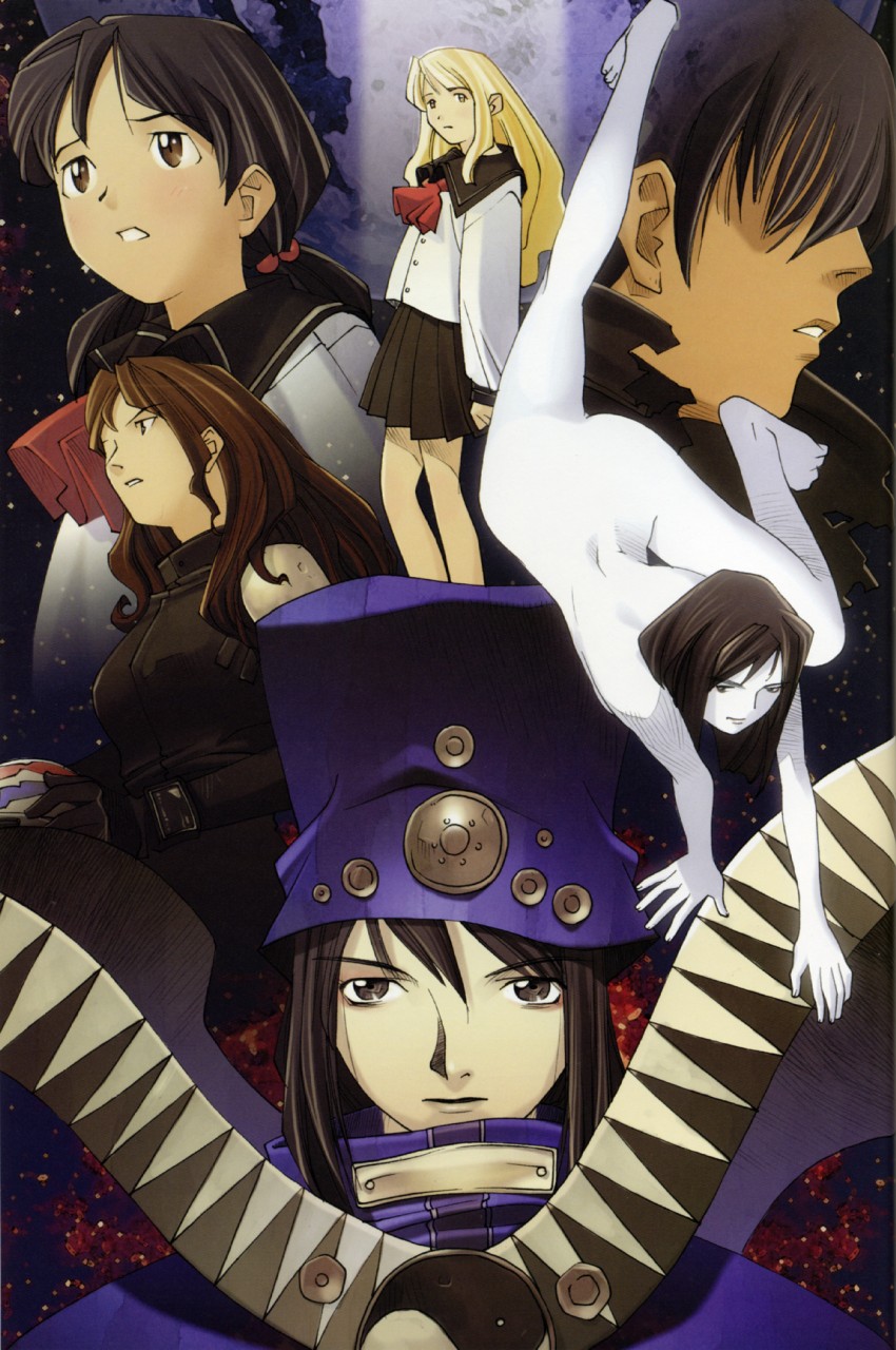 boogiepop, kirima nagi, manticore, echoes, kamikishiro naoko, and 1 more (boogiepop) drawn by ogata_kouji