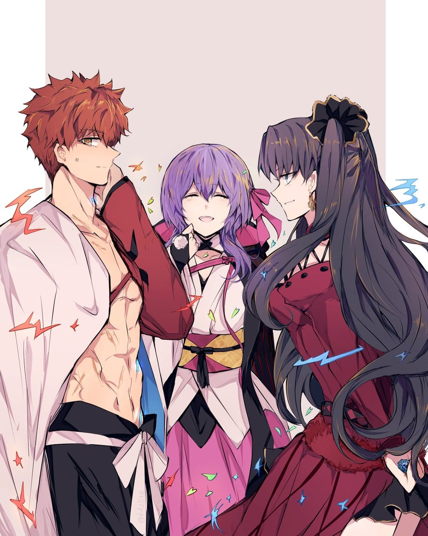 tohsaka rin, emiya shirou, matou sakura, and senji muramasa (fate and 2 more) drawn by sodamachi