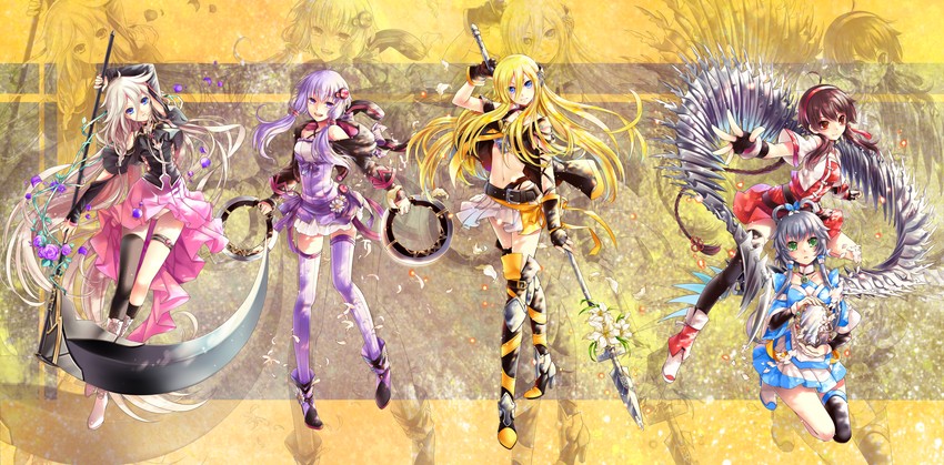 yuzuki yukari, ia, luo tianyi, lily, and yuezheng ling (vocaloid and 2 more) drawn by kingchenxi