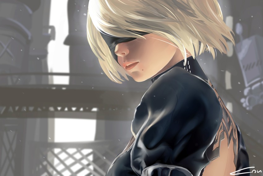 2b and pod (nier and 1 more) drawn by quan_ju