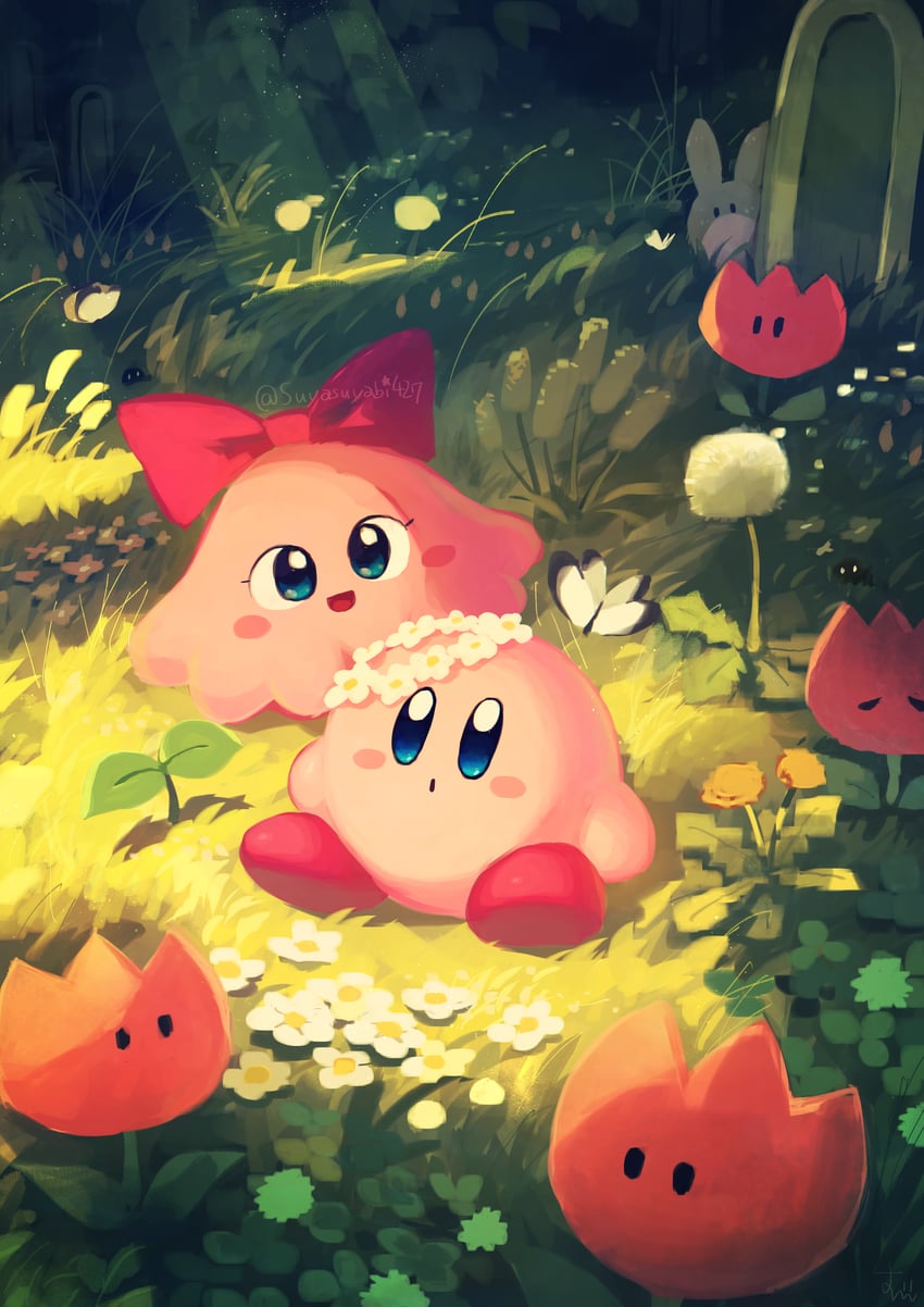 kirby, chuchu, polof, tulip, and soot bug (kirby and 1 more) drawn by suyasuyabi