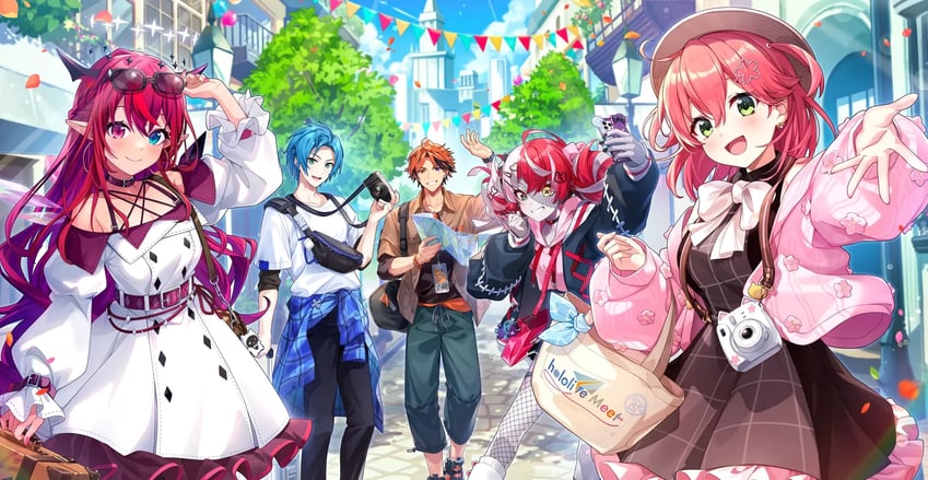 sakura miko, irys, kureiji ollie, regis altare, and yukoku roberu (hololive and 4 more) drawn by amagai_tarou and pisuke_wan