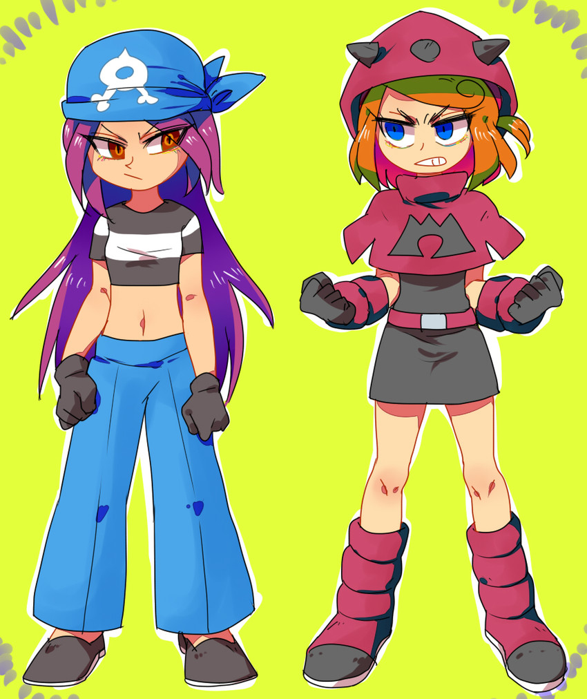 team magma grunt and team aqua grunt (pokemon and 1 more) drawn by furukawa_(yomawari)