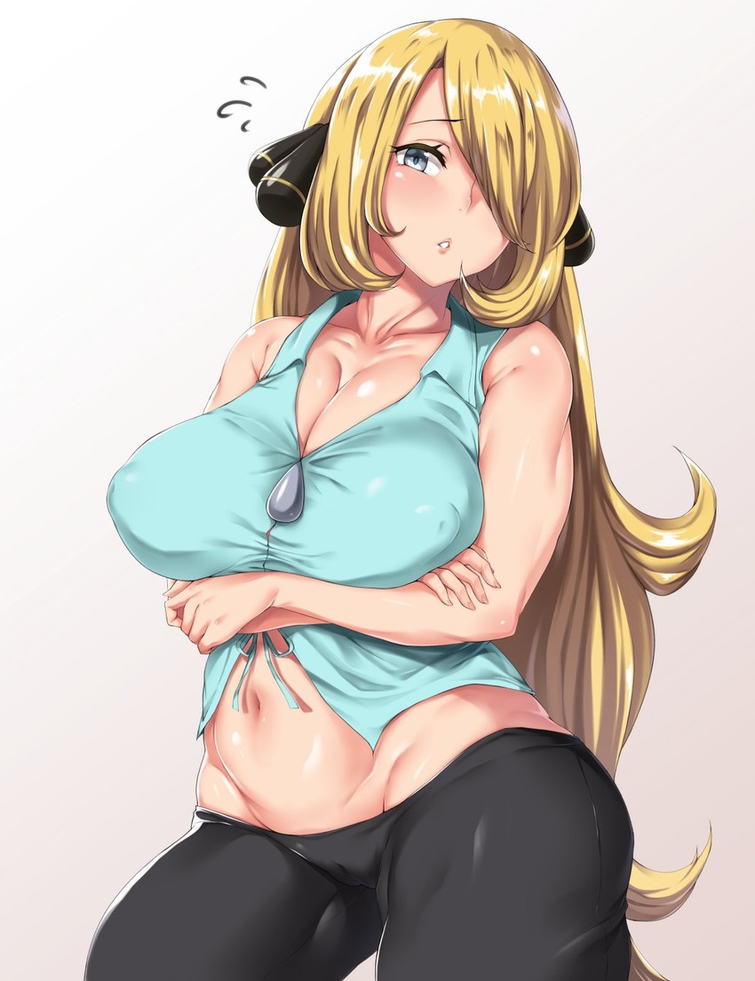 cynthia (pokemon and 1 more) drawn by moisture_(chichi)