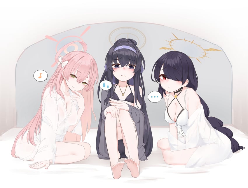 hanako, ui, and hinata (blue archive) drawn by tsuzuri_(tu-san_house)