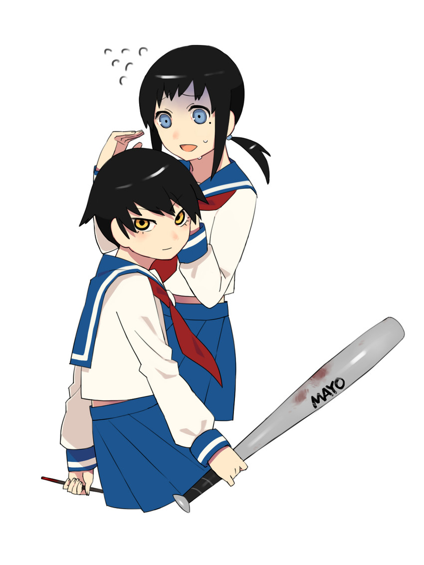 kaga ai and mitama mayo (sayonara zetsubou sensei) drawn by yomosaka