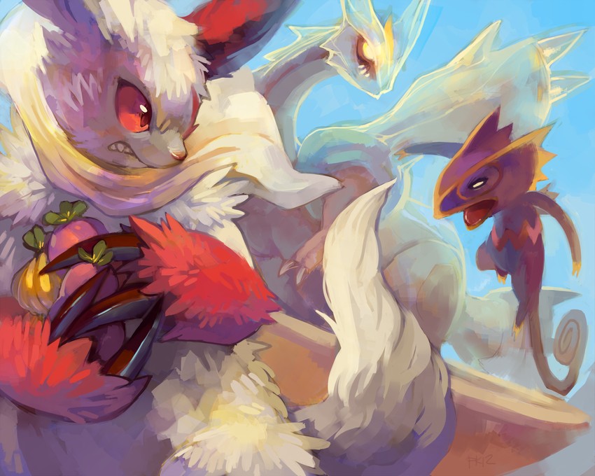 zangoose, kyurem, kecleon, purple kecleon, and pk (pokemon and 1 more) drawn by glitchedpuppet