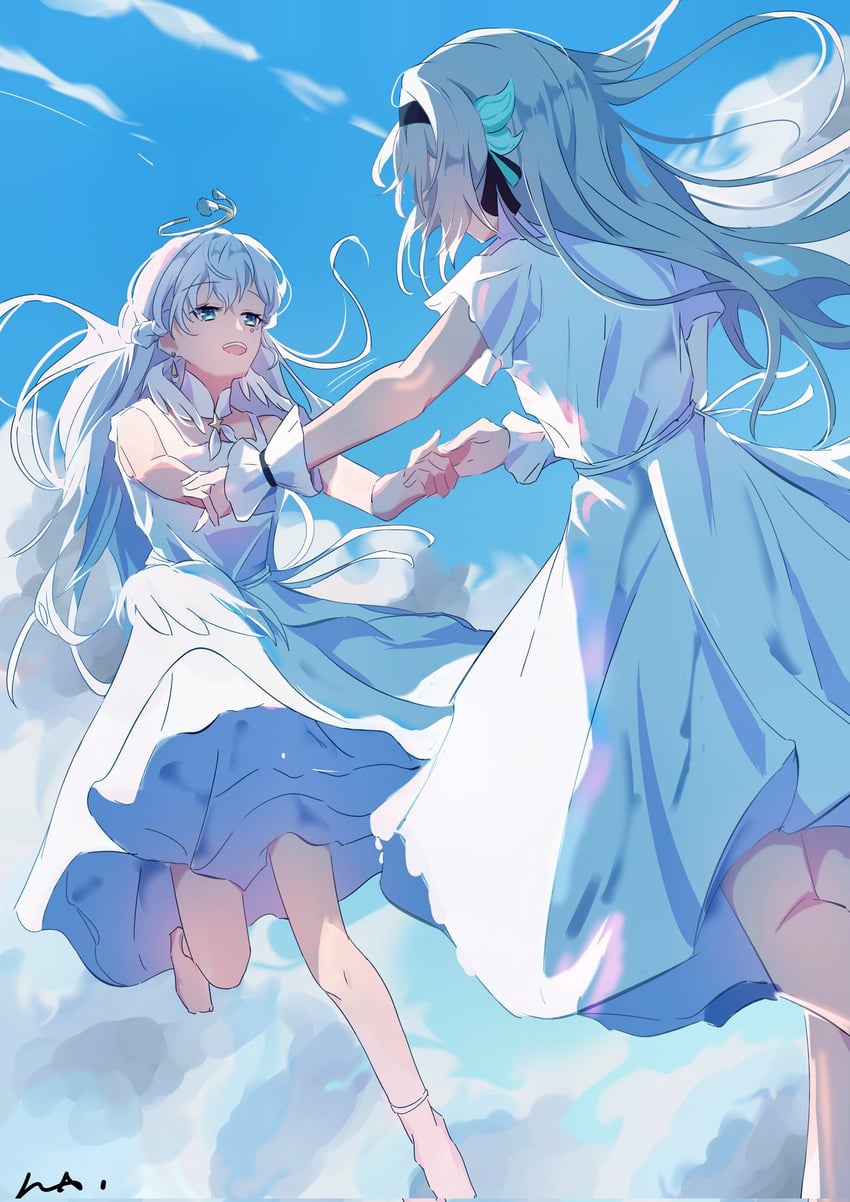 firefly and robin (honkai and 1 more) drawn by qingsi