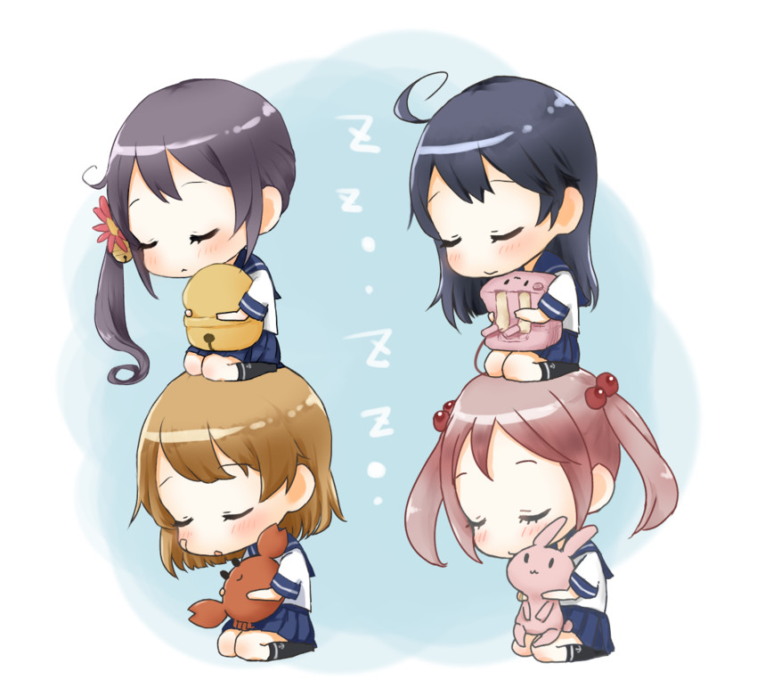 ushio, akebono, sazanami, and oboro (kantai collection) drawn by nuno_(pppompon)