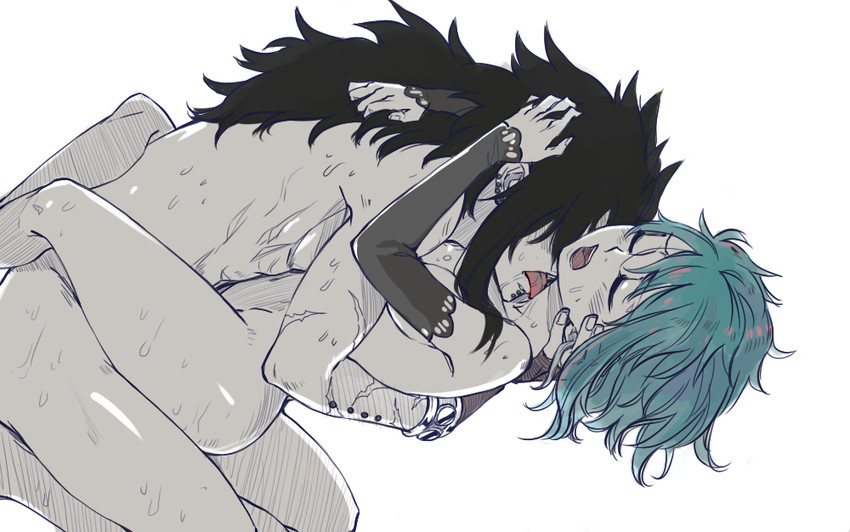 levy mcgarden and gajeel redfox (fairy tail) drawn by rusky