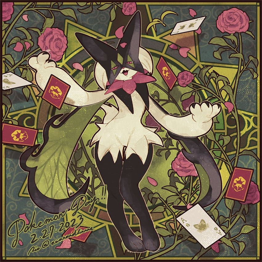 sprigatito, meowscarada, and floragato (pokemon) drawn by rio_(ewanandlianne)