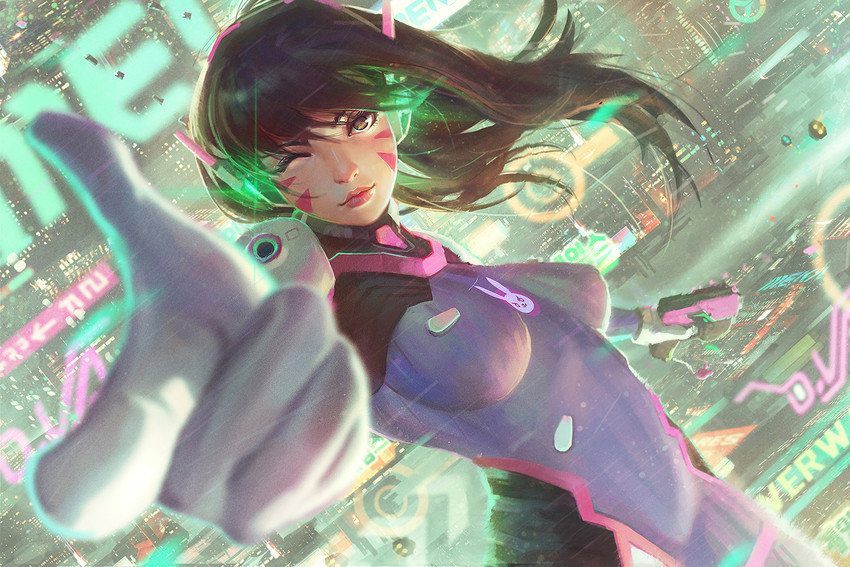 d.va (overwatch and 1 more) drawn by guweiz