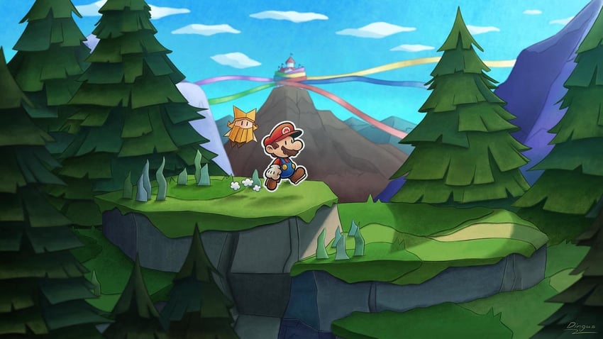 mario, paper mario, and olivia (mario and 2 more) drawn by vinny_(dingitydingus)