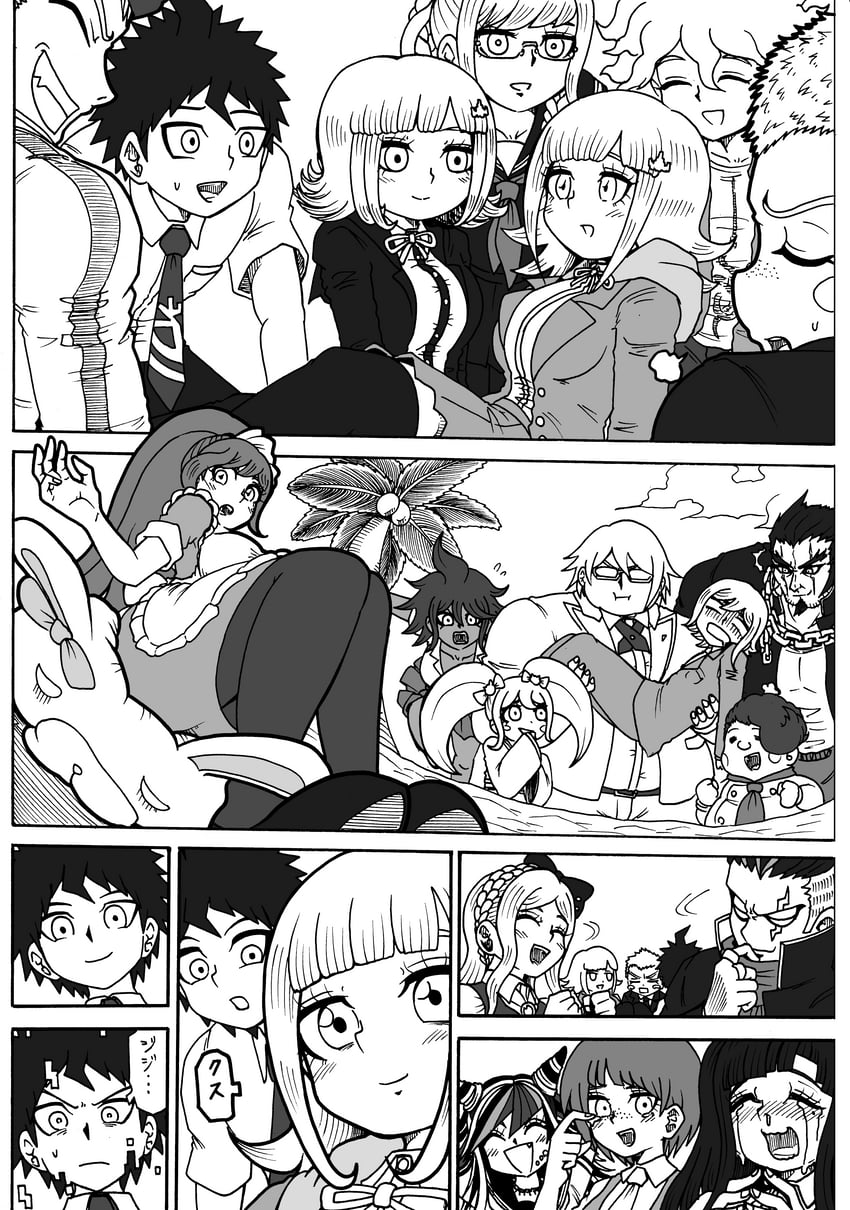 nanami chiaki, komaeda nagito, hinata hajime, tsumiki mikan, mioda ibuki, and 14 more (danganronpa and 3 more) drawn by jan1214