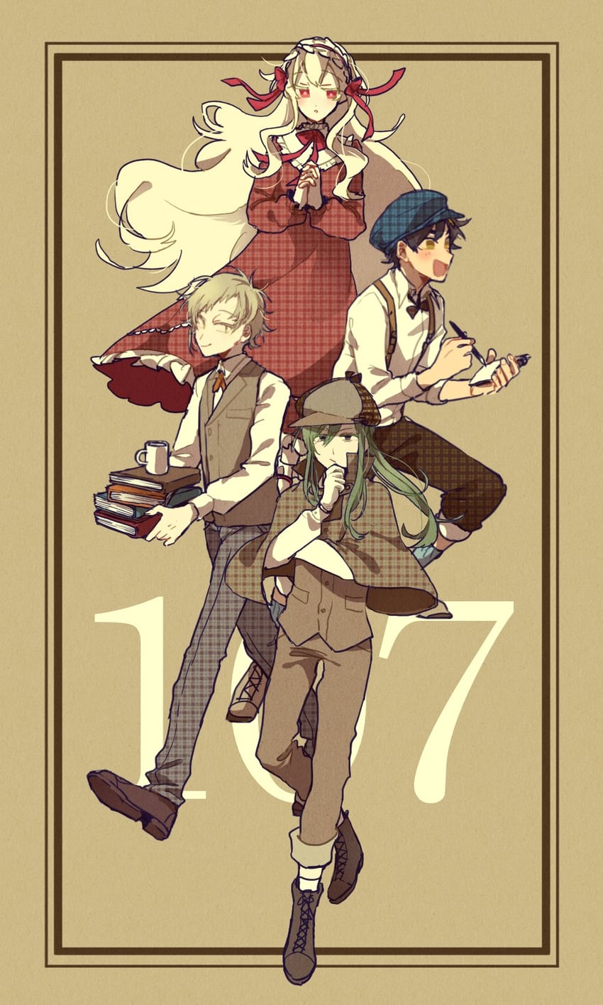 kozakura marry, kido tsubomi, kano shuuya, and seto kousuke (kagerou project) drawn by mokemoke_chan