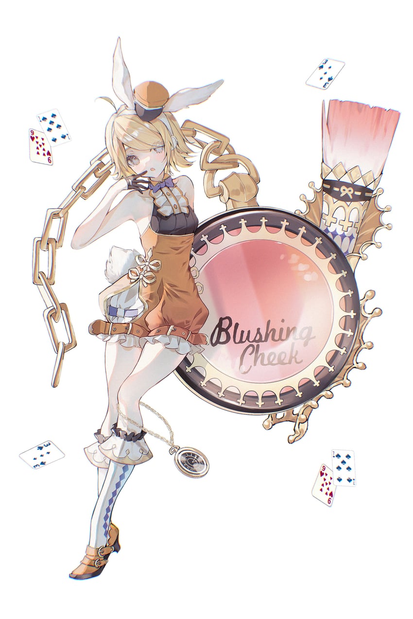 kagamine rin and white rabbit (vocaloid and 1 more) drawn by yu_jiang_(kozakana)
