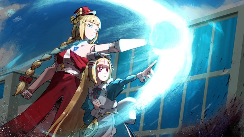 morino korisu, nero alice, and roboko (mahou shoujo ni akogarete) drawn by makotogab