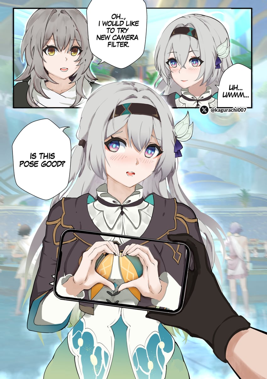 trailblazer, firefly, and stelle (honkai and 1 more) drawn by kagurachi