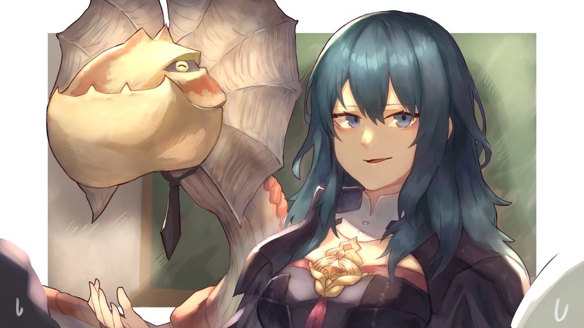 female byleth and yian kut-ku (fire emblem and 2 more) drawn by shiburingaru