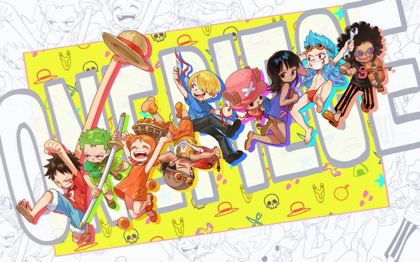 nami, monkey d. luffy, nico robin, roronoa zoro, sanji, and 4 more (one piece) drawn by qin_(7833198)