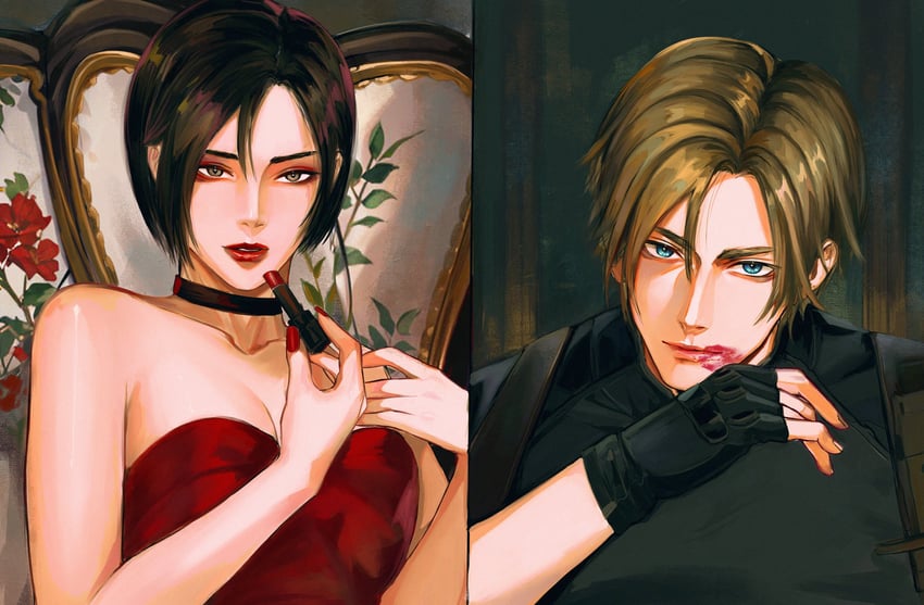 leon s. kennedy and ada wong (resident evil and 1 more) drawn by henoopd