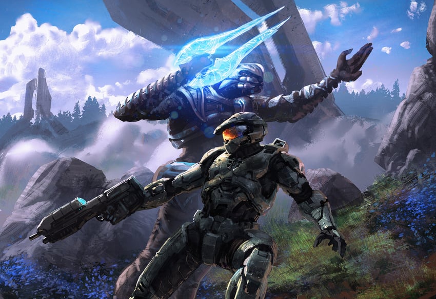 master chief, arbiter, and thel'vadam (halo) drawn by isaac_hannaford