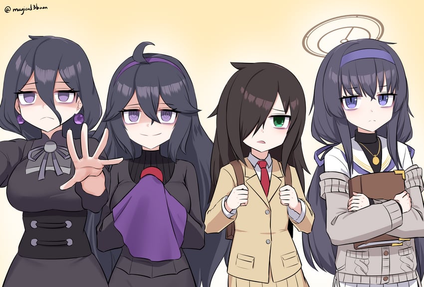 kuroki tomoko, ui, and hex maniac (pokemon and 4 more) drawn by threeboon
