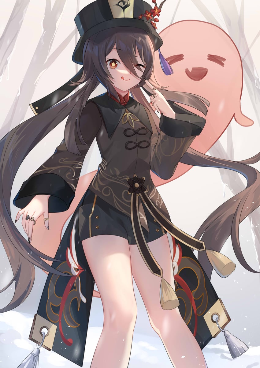 hu tao and boo tao (genshin impact) drawn by heizhouzi_(nankyoko)