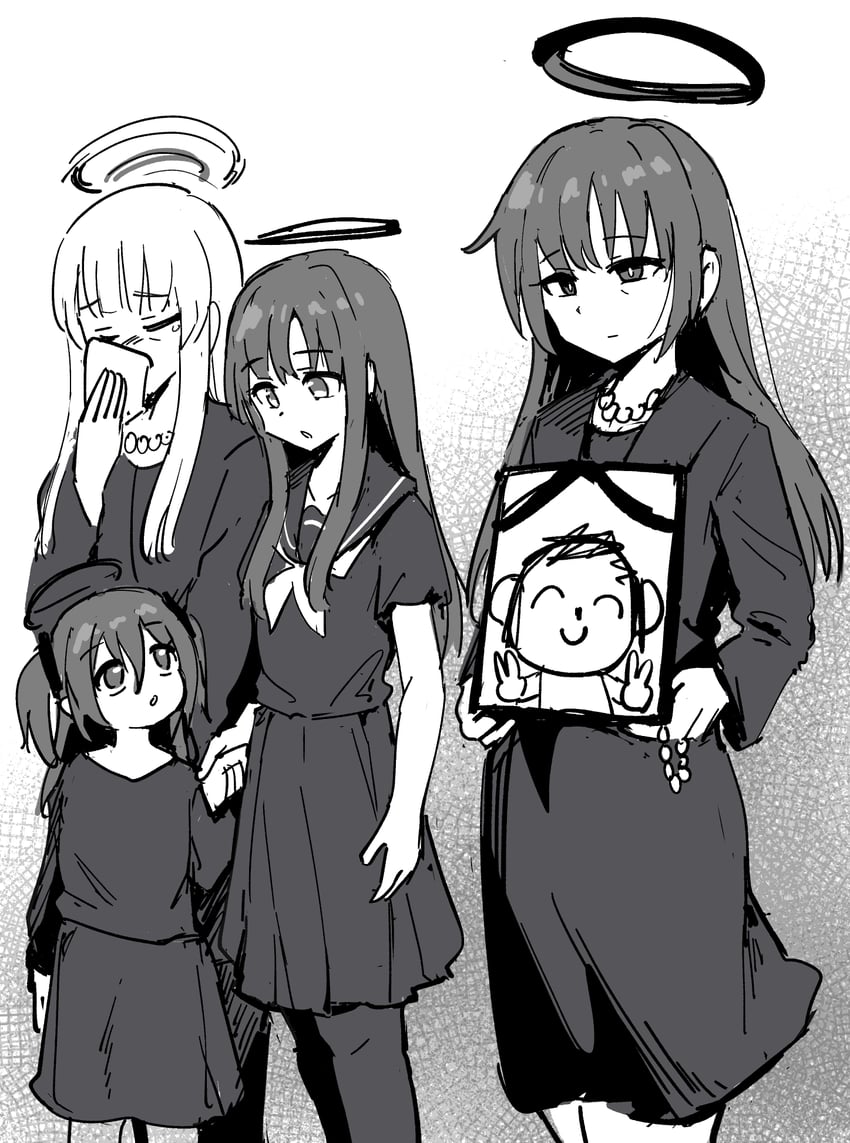 sensei, yuuka, doodle sensei, and noa (blue archive) drawn by tenten_(chan4545)