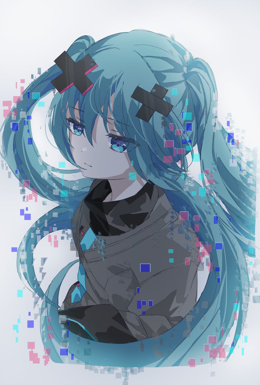 hatsune miku and batsu miku (vocaloid and 2 more) drawn by segirirein