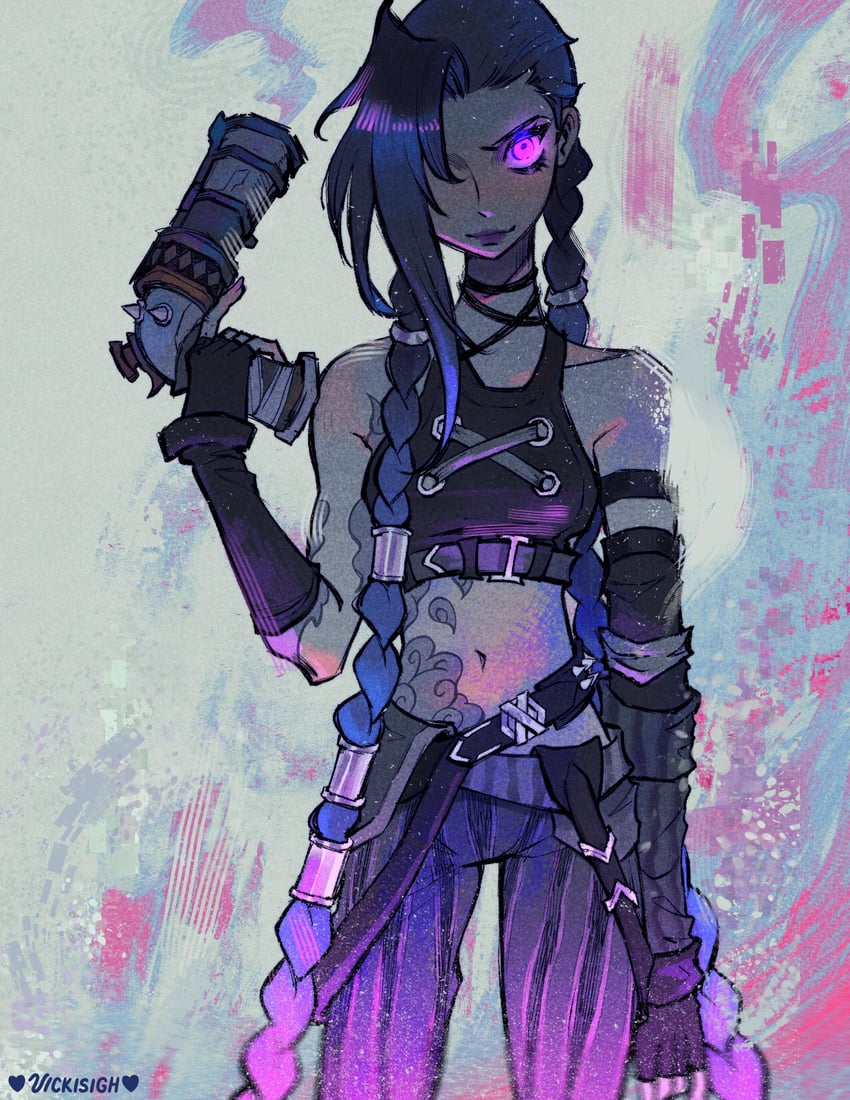 jinx and arcane jinx (league of legends and 1 more) drawn by vicki_tsai