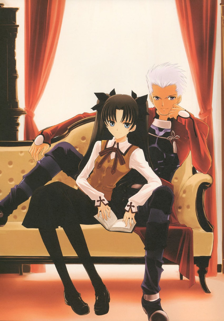 tohsaka rin and archer (fate and 1 more) drawn by shirotsumekusa