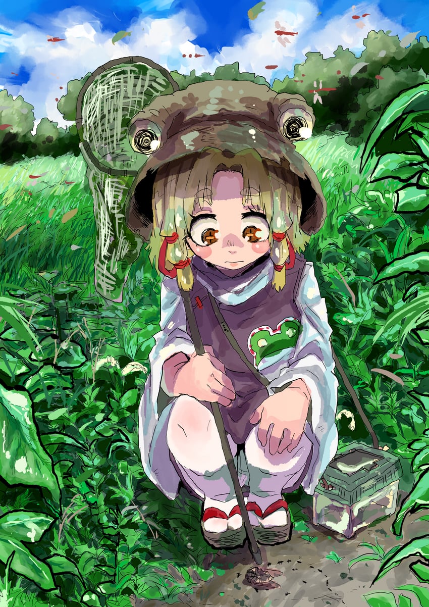 moriya suwako and pyonta (touhou) drawn by inuyama_konan