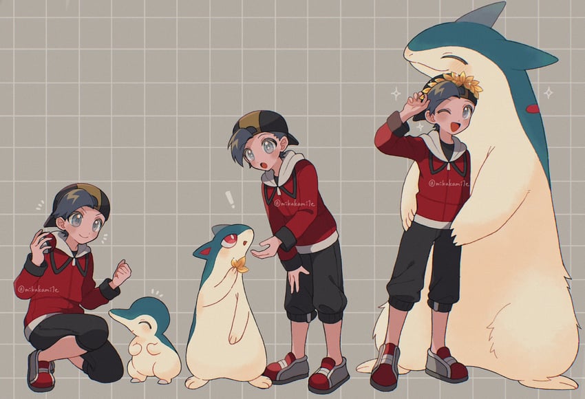 ethan, cyndaquil, typhlosion, and quilava (pokemon and 1 more) drawn by mikakami1e